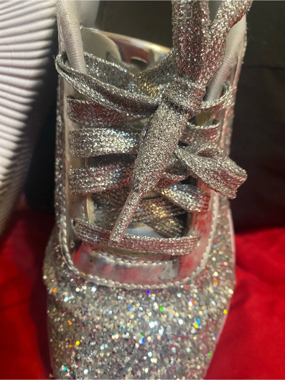 Silver Glitter Platform Soft sole sneaker